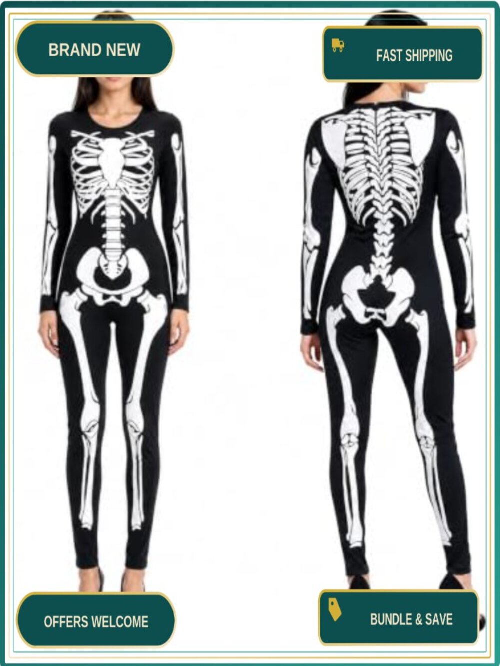 3D Print Skeleton Jumpsuit Bodycon Halloween Costume Women Cosplay